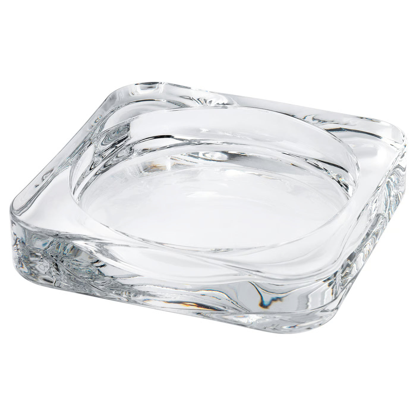 Candle dish, clear glass, 10x10 cm (4x4 ")